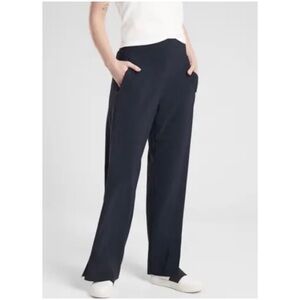 Athleta Women's Sz M Navy Wide Leg Pants High Rise Cosmic Pull On Pockets